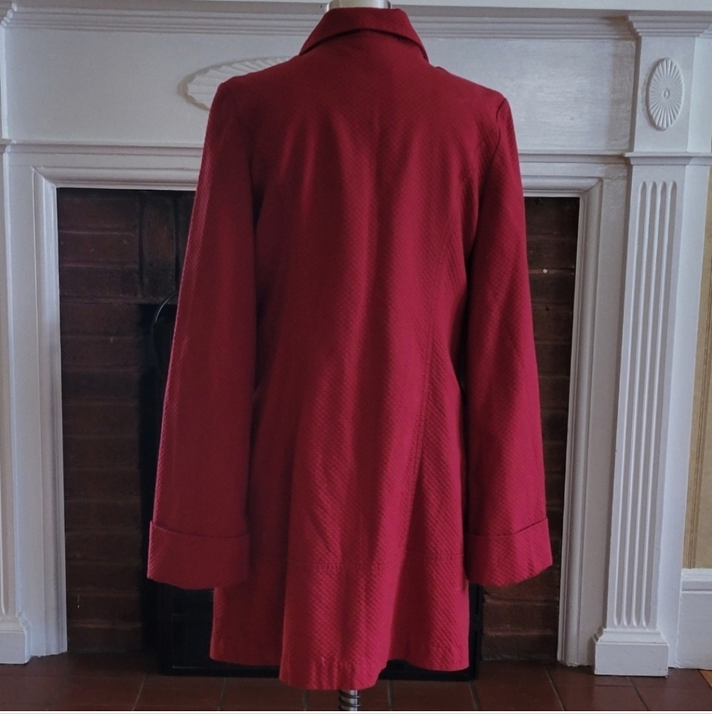 TULLE Anthropologie Button Up Red Coat Jacket Size Large - Picture 3 of 6